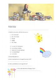 English Worksheet: MATILDA chapter 1 worksheet
