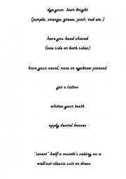 English Worksheet: what would you do for fashion