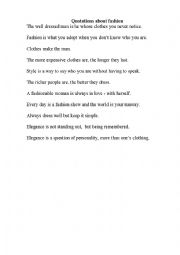 English Worksheet: fashion quotes