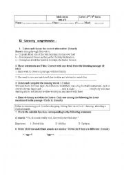 English Worksheet: mid semester 1