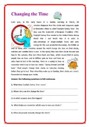 English Worksheet: Changing the Time