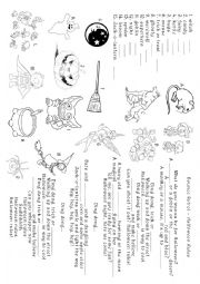 English Worksheet: Halloween song worksheet