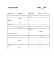 English Worksheet: Irregular verbs test 