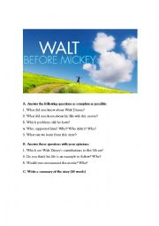 English Worksheet: Walt before Mickey