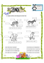 English Worksheet: ENGLISH TEST: Animal body parts, has/have got hasnt/havent got, big, small, short, long