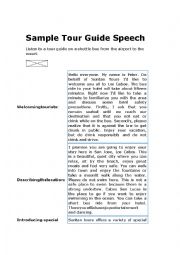 English Worksheet: tour guide speech