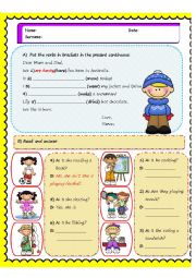 English Worksheet: Present Continuous Handout