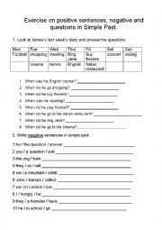 English Worksheet: Past simple in positive sentences, questions and negatives