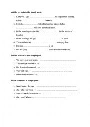 English Worksheet: Past simple practice- positive sentences