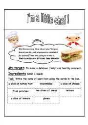 English Worksheet: I am alittle chef