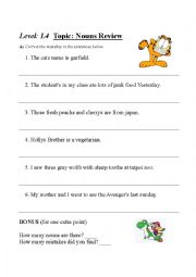 English Worksheet: Nouns Review