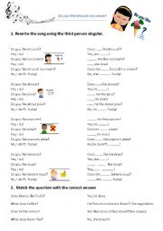 English Worksheet: Do you like broccoli ice cream ? (+ third person)