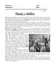 English Worksheet: Rossy park: thanks a million