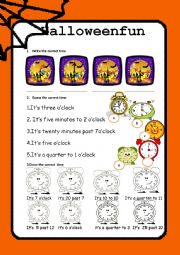 English Worksheet: Halloween Fun for kids  2 PAGES!