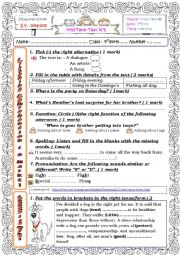 English Worksheet: 9th form Mid term test n1   tunisian pupils