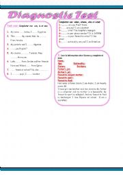 English Worksheet: Diagnostic Test