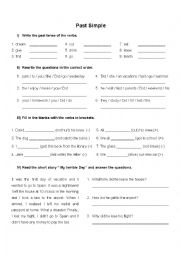 English Worksheet: Past Simple exercises