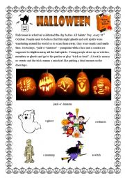 English Worksheet: Short text about Halloween