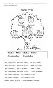 English Worksheet: Family for 1st grade