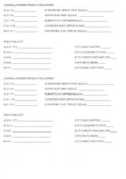 English Worksheet: CARDINAL NUMBERS - THE TIME