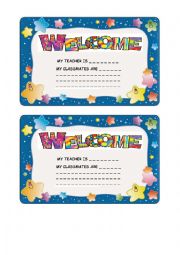 English Worksheet: Welcome