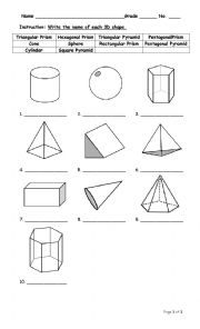 English Worksheet: 3D shapes