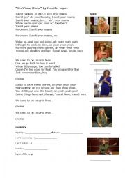 English Worksheet: Aint your mama by Jennifer Lopez