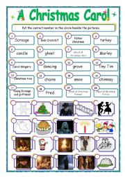 A Christmas Carol by Charles Dickens match-up activity.