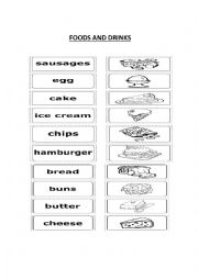 English Worksheet: Kind of Foods and Drinks 