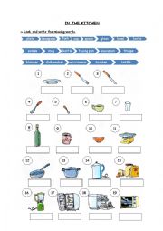 English Worksheet: KITCHEN UTENSILS