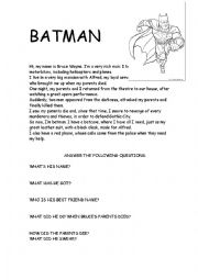 English Worksheet: Reading Comprehension - Batman
