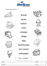 English Worksheet: Food