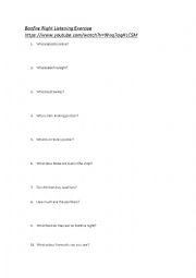 English Worksheet: Bonfire night listening exercise: This is Britain Bonfire Night