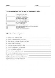 English Worksheet: There is / There are