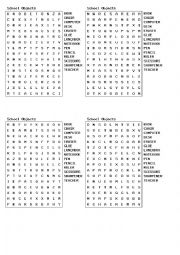 wordsearch school objects 7 pgs  28 in total