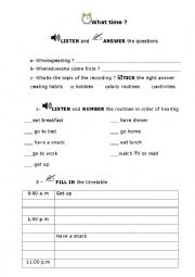 English Worksheet: RO Leslies daily routine