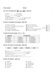 English Worksheet: general quiz