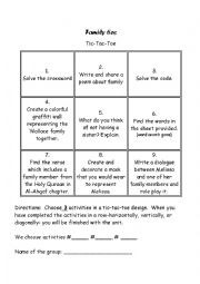 English Worksheet: tic tac toe