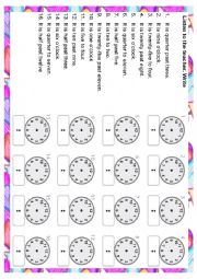 English Worksheet: Telling the time. Listen and write