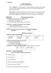 English Worksheet: EXAM1 AM ENGISH FIRST TERM MIDDLE SCHOOL