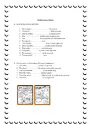 English Worksheet: Present Continuous and Halloween Part 1