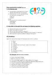 English Worksheet: Listening comprehension : Does punctuation count?