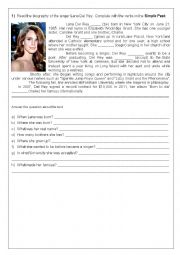 English Worksheet: Lana Del Rey Biography