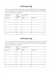 English Worksheet: Dictionary Dig