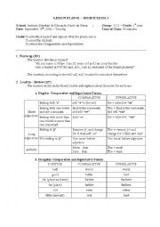 English Worksheet: Lesson Plan Comparatives and Superlatives