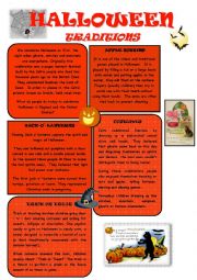 English Worksheet: HALLOWEEN TRADITIONS