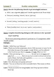 English Worksheet: Healthy eating habits