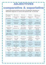 English Worksheet: GRAMMAR REVISION - COMPARATIVE AND SUPERLATIVE ADJECTIVES