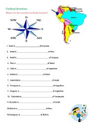 English Worksheet: The cardinal directions