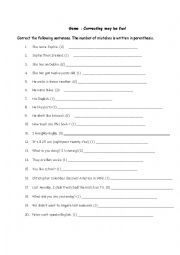 English Worksheet: Correcting game